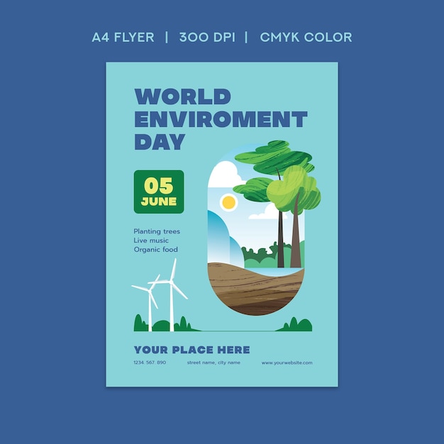 Vector world environment day flyer