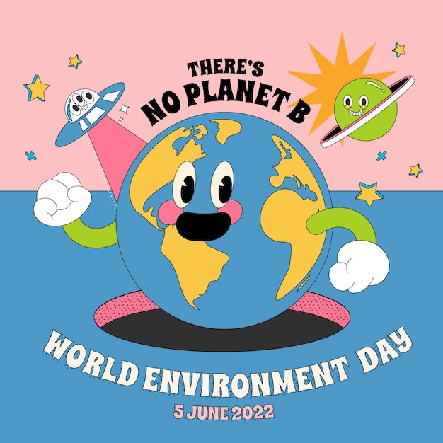 Vector world environment day hand drawn flat illustration