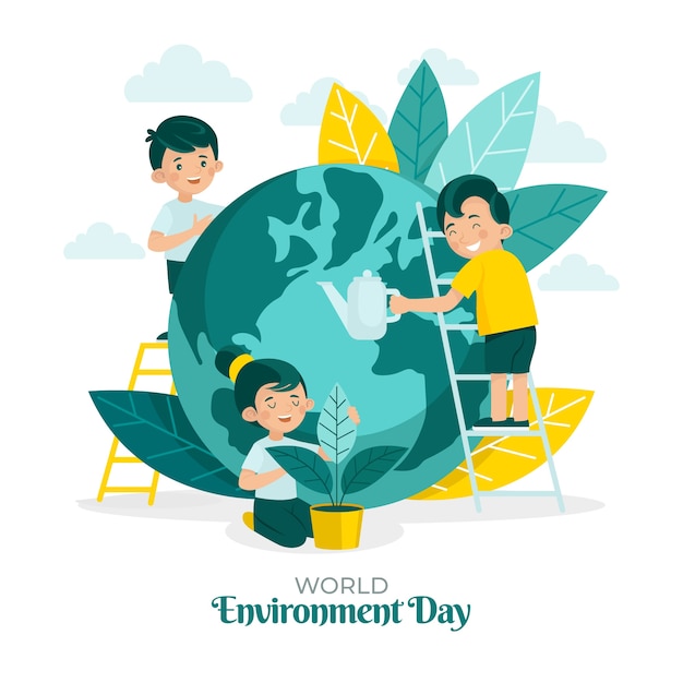 Vettore illustrazione disegnata a mano della giornata mondiale dell'ambiente