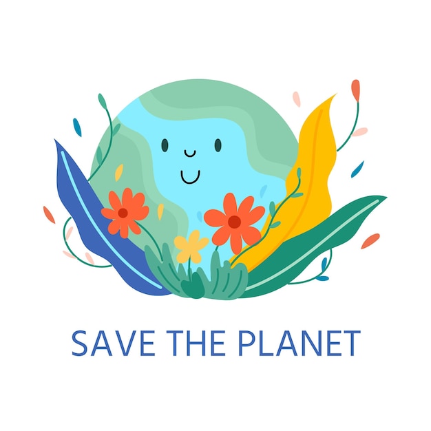 World environment day Happy Earth Day Ecology recycle zero waste vector illustration Eco badges with girl nature plant Design for shopping bag tshirt apparel clothes banner Save planet