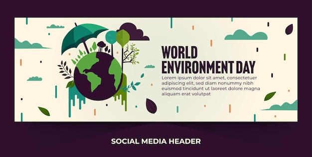 ベクトル ソーシャル メディア ヘッダー デザイン テンプレートの世界環境デーのイラスト