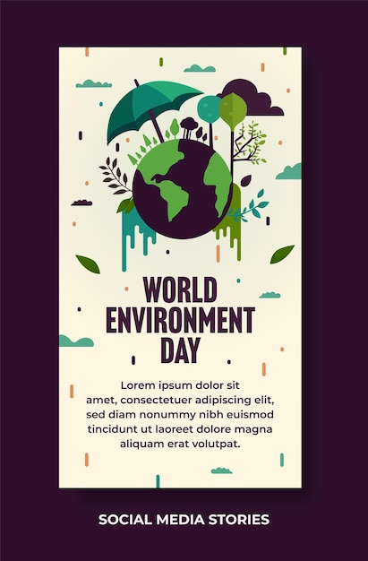 Illustrazione della giornata mondiale dell'ambiente per il modello di post design dei social media