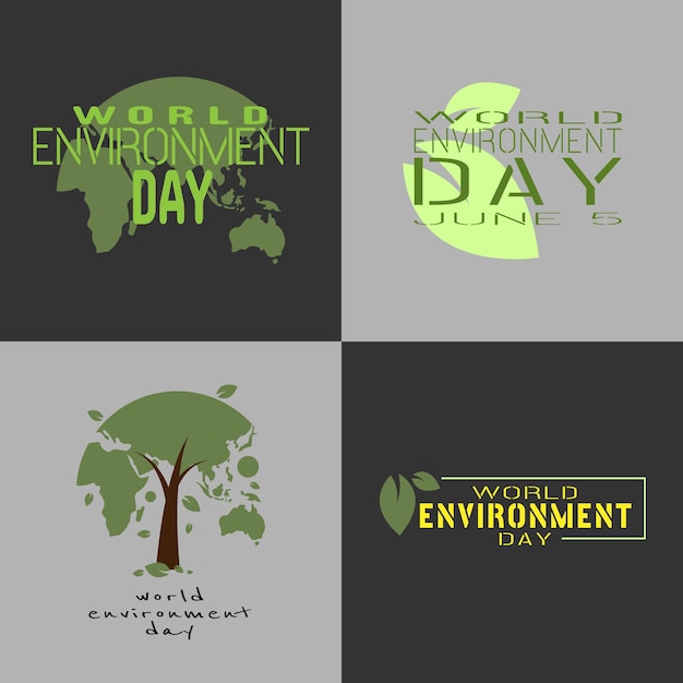 Vector world environment day logo in different types