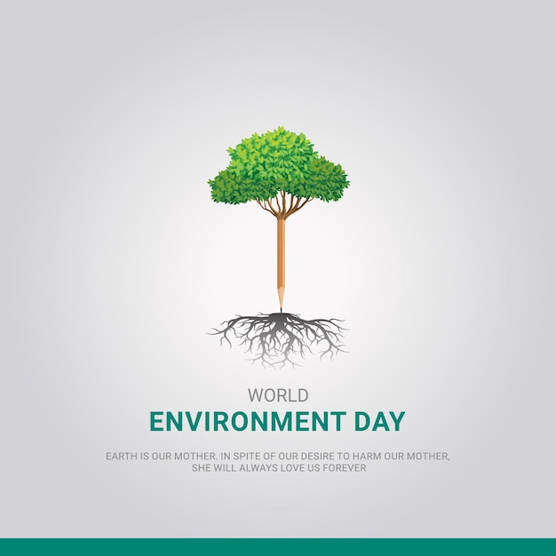 World Environment Day Pencil and tree creative design