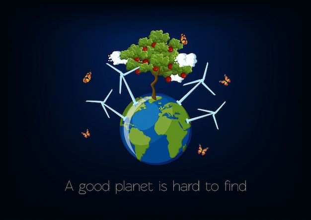 Vector world environment day poster with planet