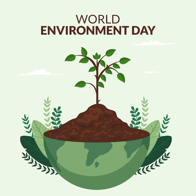 Vector world environment day tree planting and green earth ecological sustainability