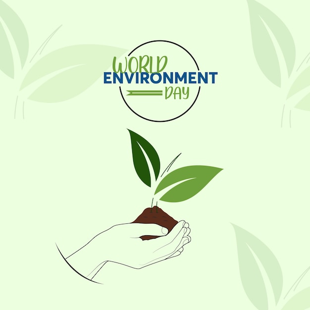 World Environment Day Vector Illustration Paper Carving Layer Green Leaves Shapes with Hand