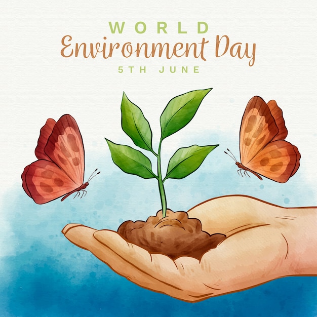 Vector world environment day watercolor concept