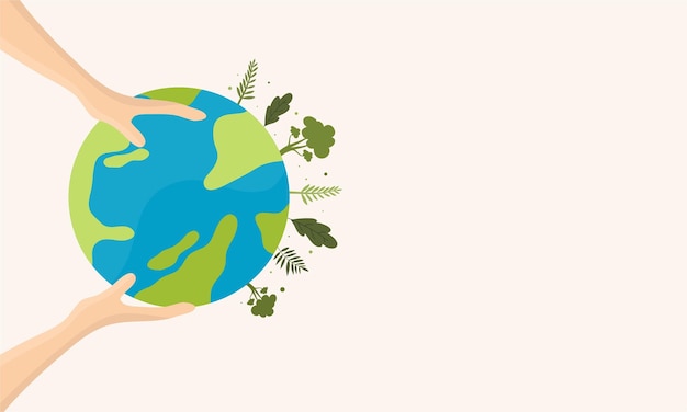 World environment day with green earth concept illustration vector