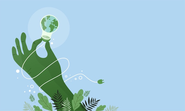 Vector world environment day with green earth concept illustration vector