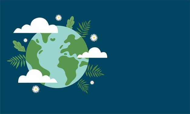 World environment day with green earth concept illustration vector