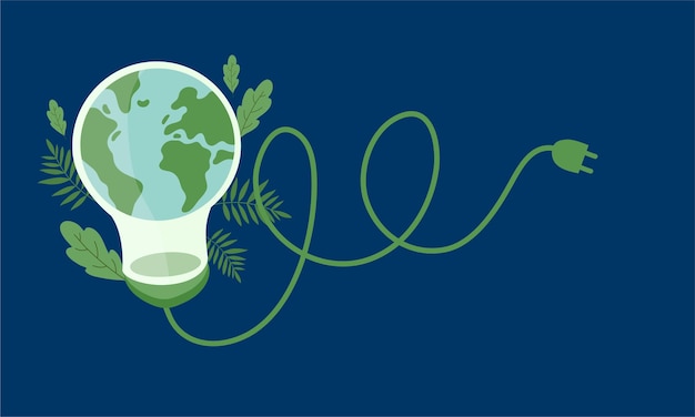 World environment day with green earth concept illustration vector