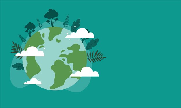 Vector world environment day with green earth concept illustration vector