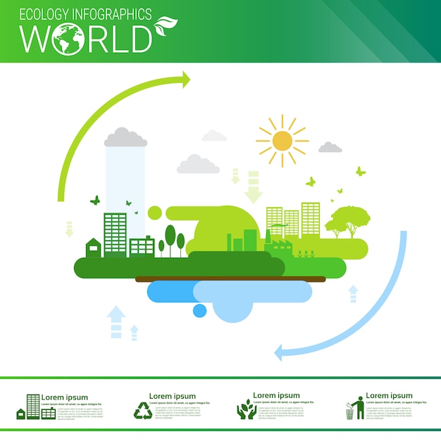 World Environmental Protection Green Energy Ecology Infographics Banner With Copy Space