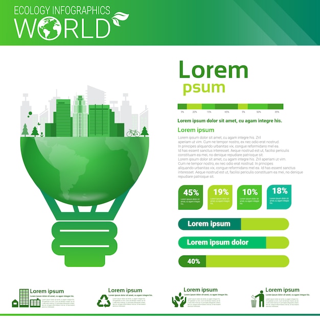 Vector world environmental protection green energy ecology infographics banner with copy space