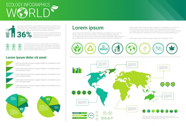 Insegna di infographics di ecologia verde di energia di protezione dell'ambiente verde con lo spazio della copia