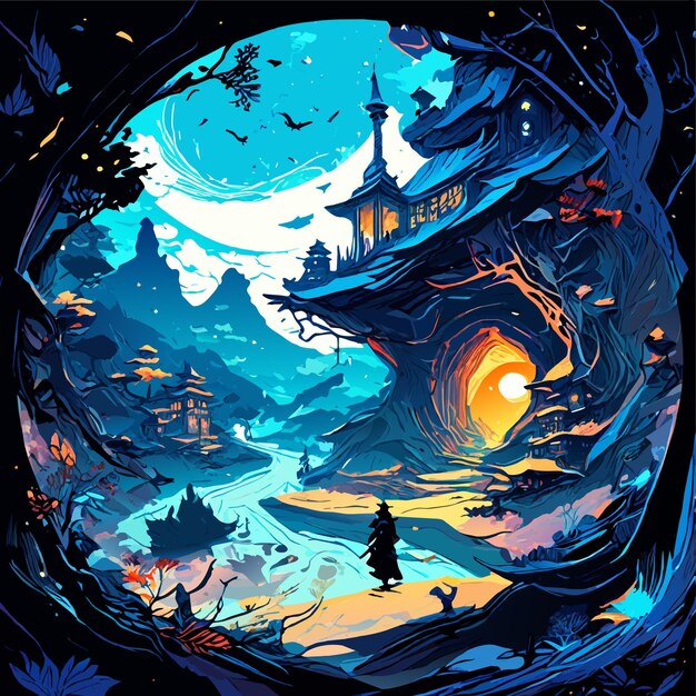 Vector world of fantasy or fantasy world illustration