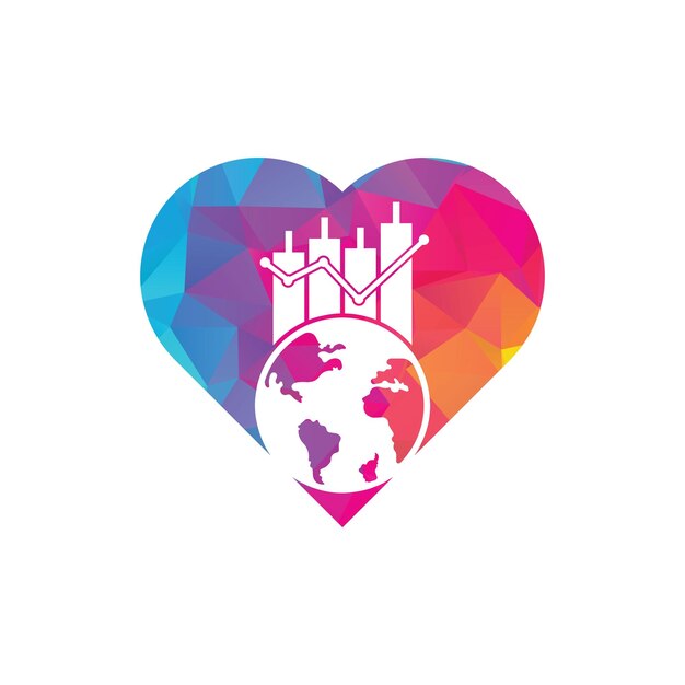 World finance heart shape concept logo design concept