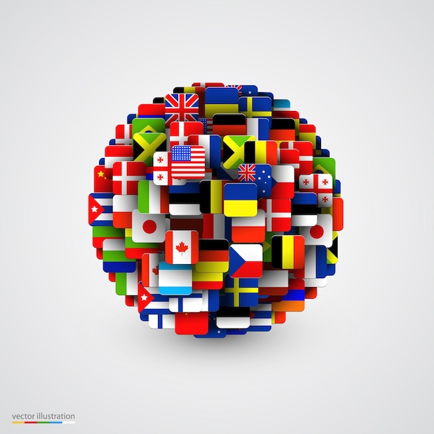 World flags in form of sphere