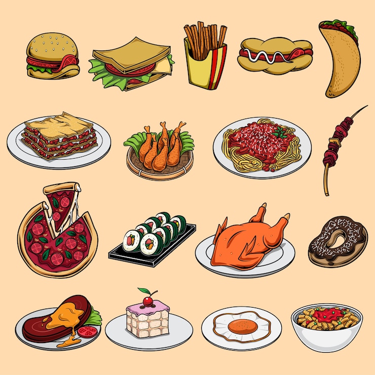 Vector 세계 식량 번들