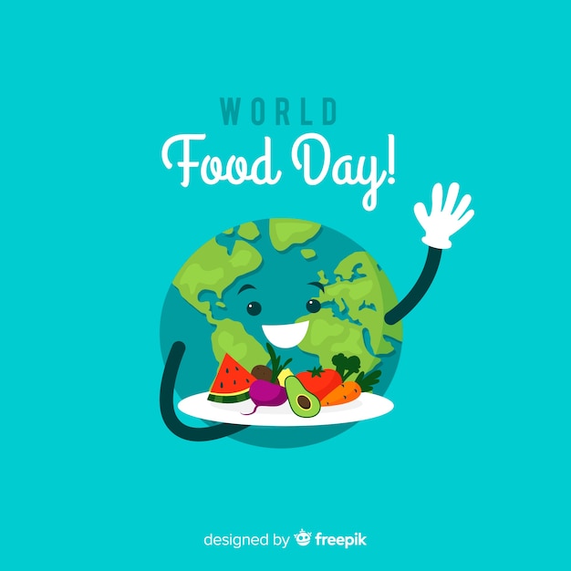 Vector world food day background with earth