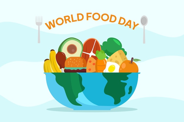 world food day concept colored flat vector illustration isolated