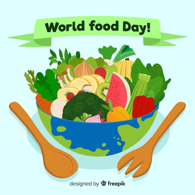 World food day concept with hand drawn background