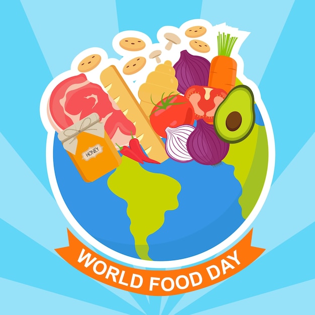 Vector world food day flat illustration