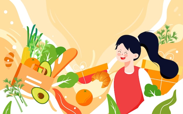 世界食料デー健康的な食事のイラスト緑の食品安全ポスター