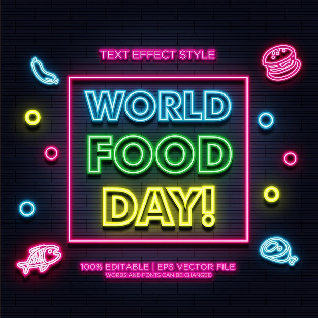 WORLD FOOD DAY NEON TEKST EFFECTEN