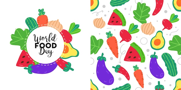 World food day poster and seamless pattern