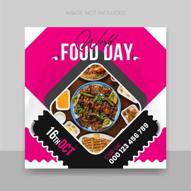 Шаблон дизайна плаката в социальных сетях ко Всемирному дню еды