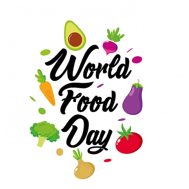 World food day with vegetable cartoons