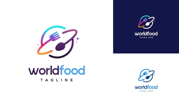 Концепция дизайна логотипа World Food, шаблон дизайна логотипа ресторана, символ значка логотипа