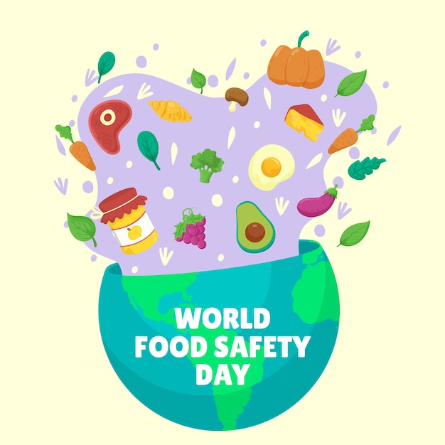 Vector world food safety day hand drawn illustration