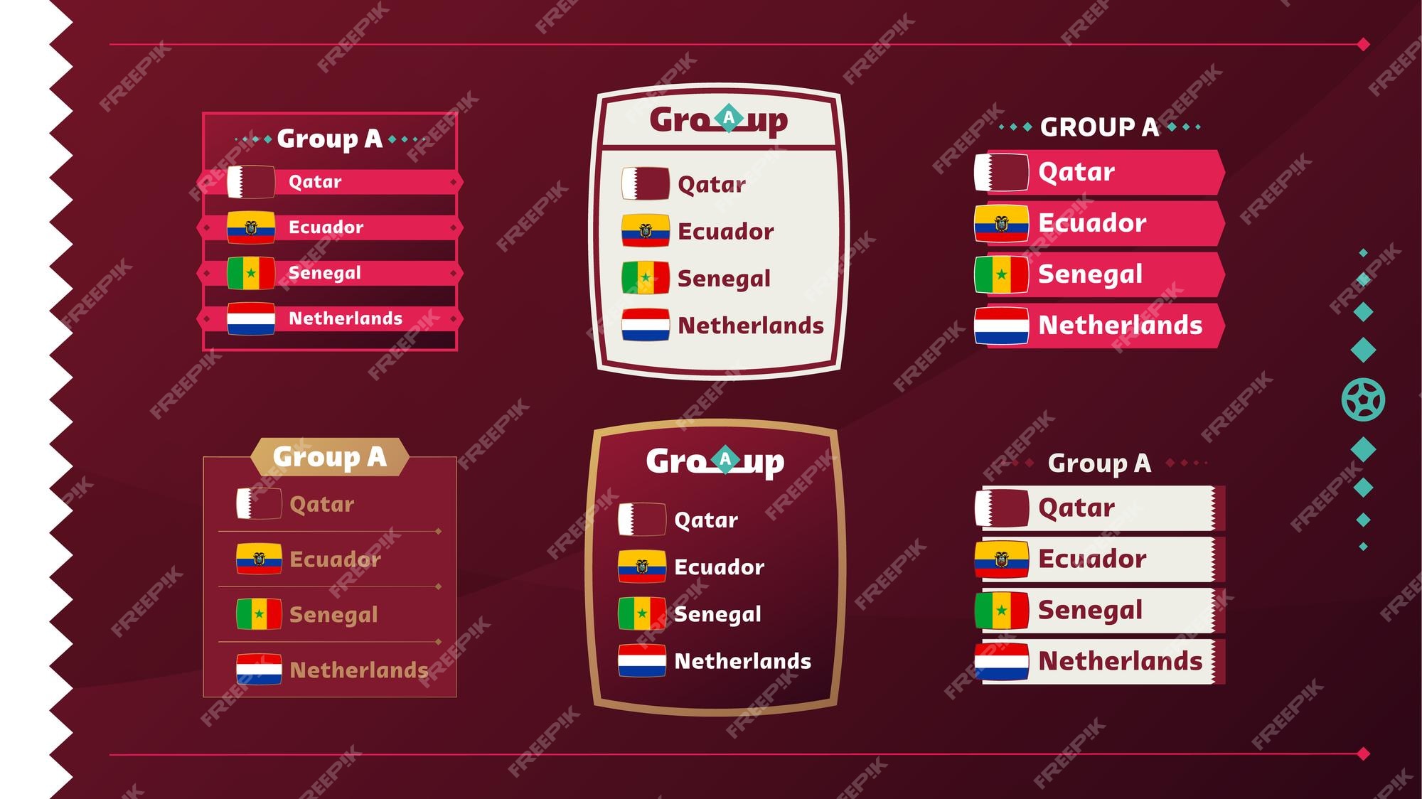 World Football Championship 2022. Table of national teams by groups.  Tournament bracket template. Vector illustration Stock Vector