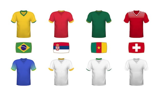 World football 2022 tshirts kits jersey flags Group stage tournament national flags shirts of soccer