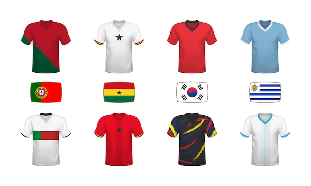 World football 2022 tshirts kits jersey flags Group stage tournament national flags shirts of soccer