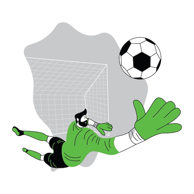 Vector world football championship flat vector illustration player blocks the ball