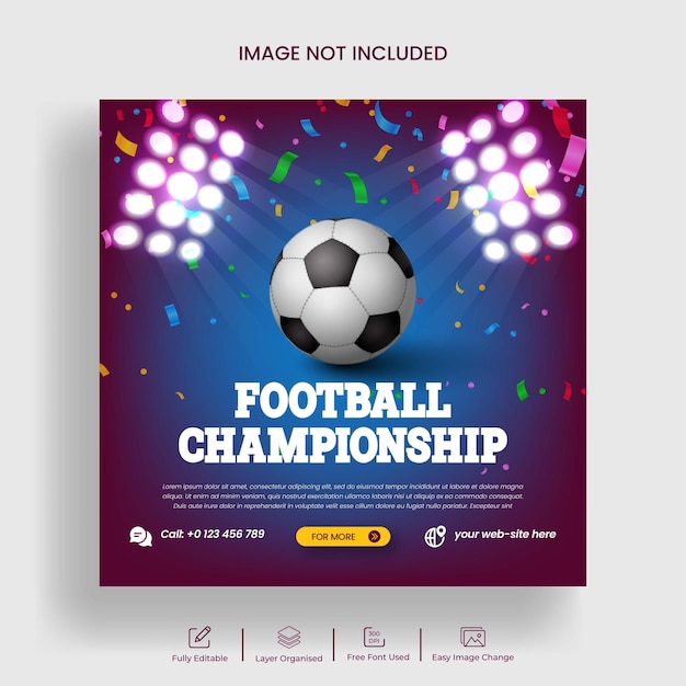 세계 축구 선수권 대회 Instagram 게시물 및 소셜 미디어 배너 또는 정사각형 전단지 템플릿
