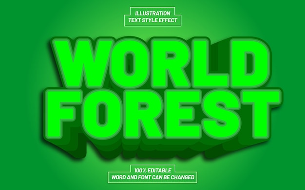 Vector world forest 3d bold text style effect