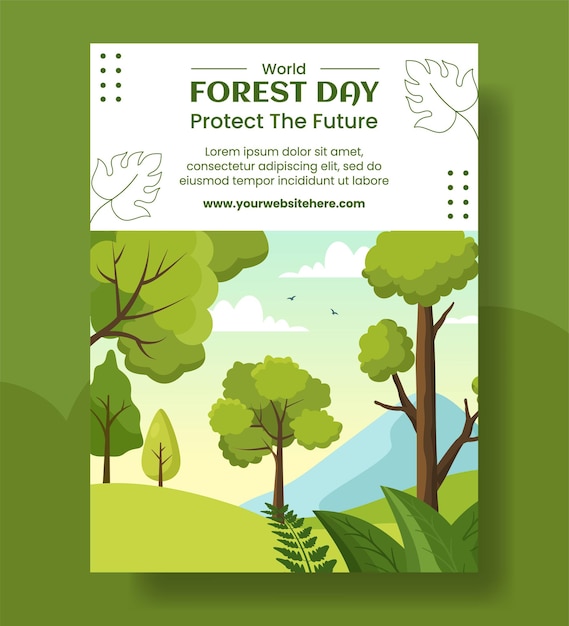 World Forestry Day Vertical Poster Flat Cartoon Hand Drawn Templates Illustration