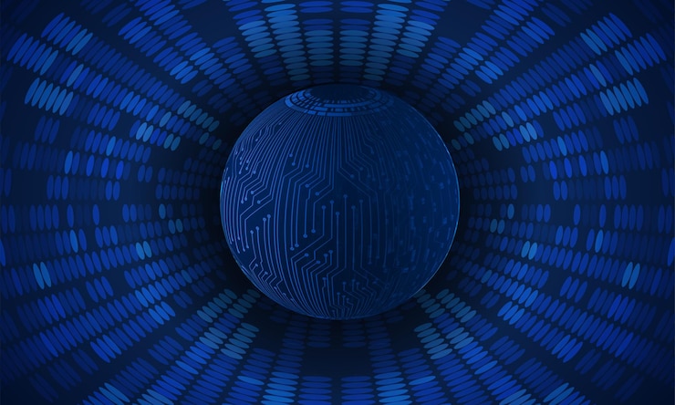 Vector world future technology blue hud cyber security concept background