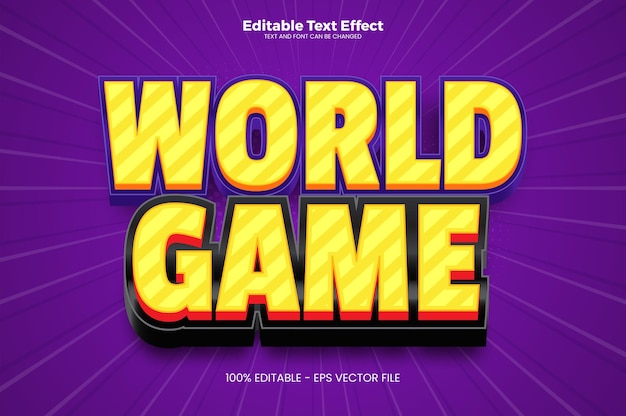 Vettore effetto di testo modificabile world game in stile moderno di tendenza