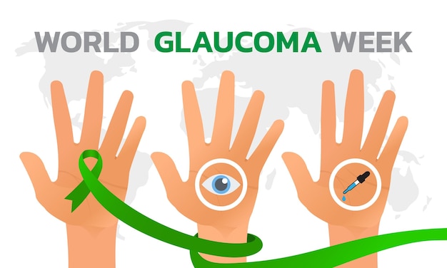 Settimana mondiale del glaucoma biglietto d'auguri per poster con banner vettoriale per i social media