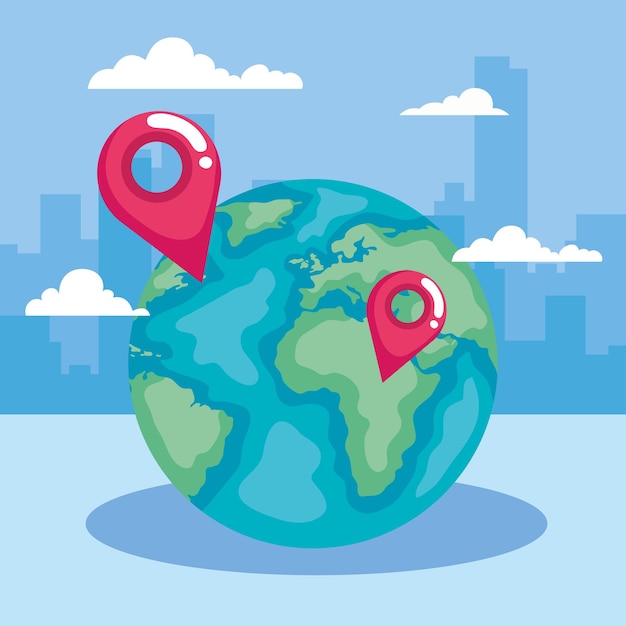 World and gps icons