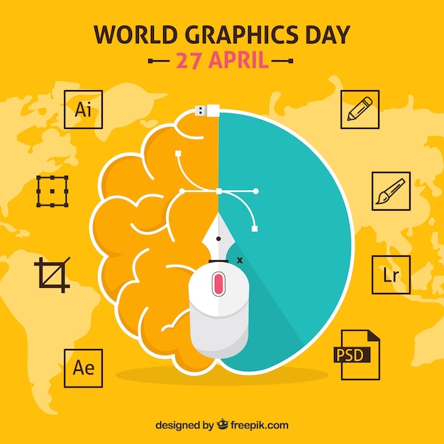 Vector world graphics day background with software programs