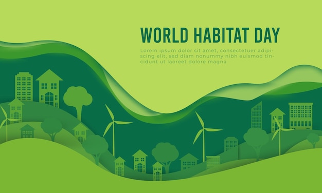 World habitat day background design in paper-style concept