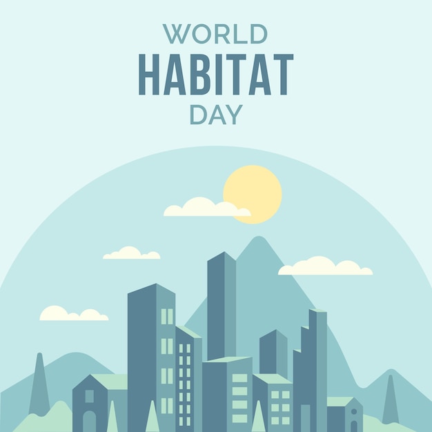 World habitat day flat design