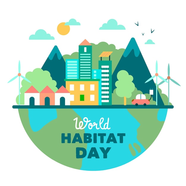 World habitat day illustrated design